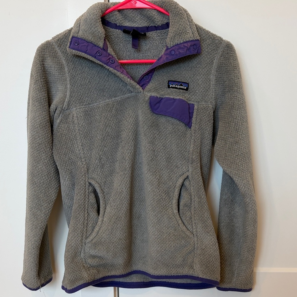 Patagonia Re-Tool Half Snap Pullover XS gray and purple